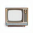 © john - An old vintage retro tv television set with blank screen and isolated on a white background.
