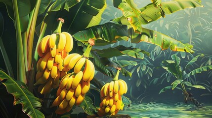 Wall Mural - Fruit from the tropics tree bearing bananas