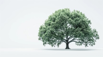Wall Mural - Green tree depicted in 3 dimensional rendering set against a white backdrop