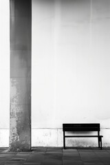 Poster - a bench is sitting in front of a wall. ai generated image