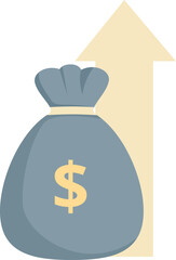Poster - Money bag with a dollar sign is increasing its value, as shown by the upward arrow