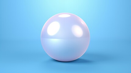 Sticker - Glossy White Sphere with Reflection on Blue Background - Abstract 3D Rendering