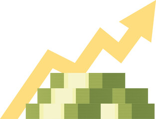 Poster - Increasing stack of money with upward arrow showing financial success