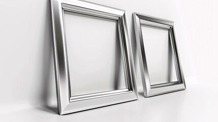 3d illustration of two silver frames on a white background, isolated