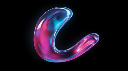 Canvas Print - Vibrant Abstract Curved Shape with Neon Glow and Fluid Design