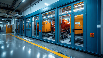 Poster - Diesel generator, Generator room with two generators in factory standby for power backup