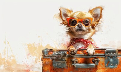 Wall Mural - Happy stylish Chihuahua dog 