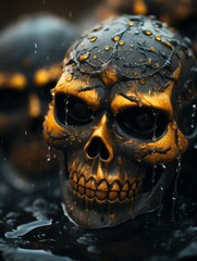 Wall Mural - skulls in the water with water droplets on them