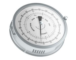 Poster - Barometer, silver color. 3D rendering isolated on transparent background