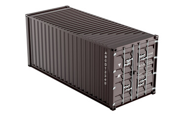 Poster - cargo container, brown color. 3d rendering isolated on transparent background