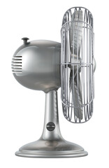 Poster - metal fan desk, retro style. side view, 3d rendering isolated on transparent background