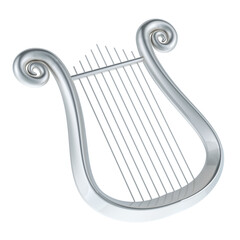 Poster - Silver lyre, 3D rendering isolated on transparent background