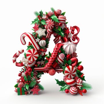 Merry Christmas letter A. Christmas Alphabet Letter.