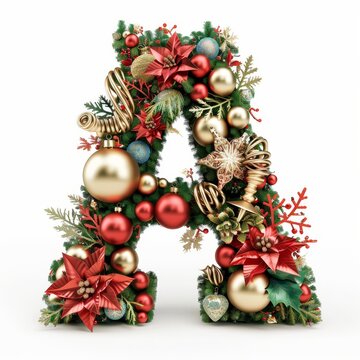 Merry Christmas letter A. Christmas Alphabet Letter.