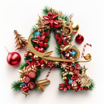 Merry Christmas letter A. Christmas Alphabet Letter.