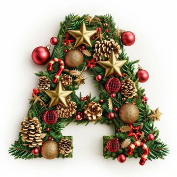 Merry Christmas letter A. Christmas Alphabet Letter.