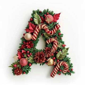 Merry Christmas letter A. Christmas Alphabet Letter.