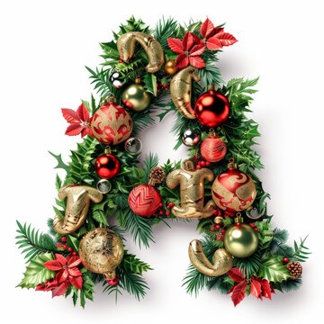 Merry Christmas letter B. Christmas Alphabet Letter.