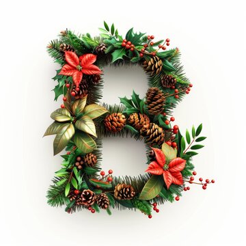 Merry Christmas letter B. Christmas Alphabet Letter.