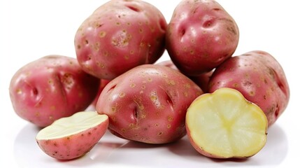 Wall Mural - Red Potatoes on a White Background