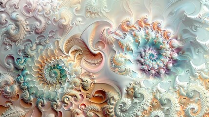 Wall Mural - Fractal Design with Soft Pastel Colors and Vintage Patterns