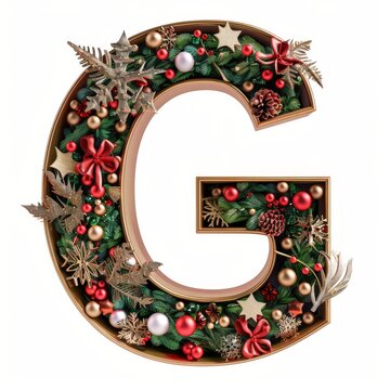 Merry Christmas letter G. Christmas Alphabet Letter.