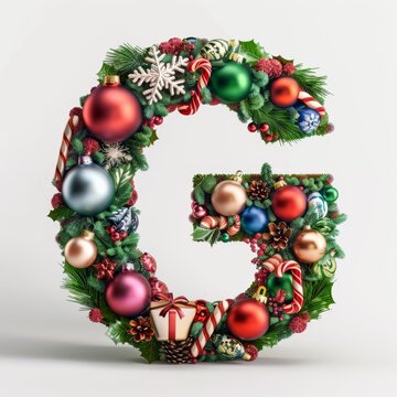 Merry Christmas letter G. Christmas Alphabet Letter.