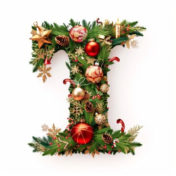 Merry Christmas letter i. Christmas Alphabet Letter.