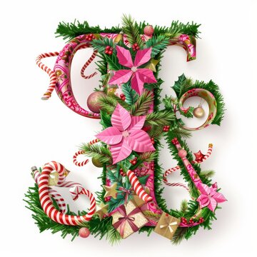 Merry Christmas letter i. Christmas Alphabet Letter.