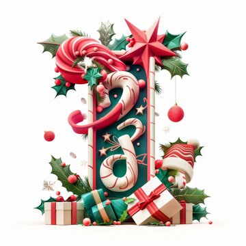 Merry Christmas letter i. Christmas Alphabet Letter.