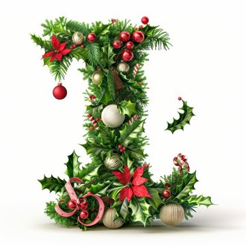 Merry Christmas letter i. Christmas Alphabet Letter.