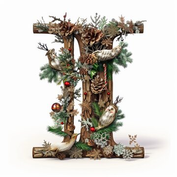 Merry Christmas letter i. Christmas Alphabet Letter.