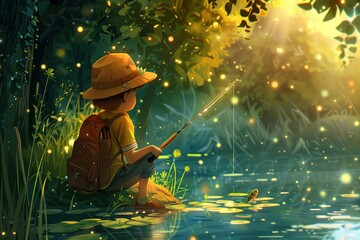 Wall Mural - Serene Fishing Moment