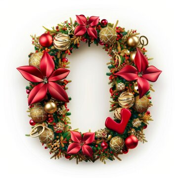 Merry Christmas letter O. Christmas Alphabet Letter.