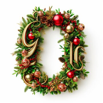 Merry Christmas letter O. Christmas Alphabet Letter.