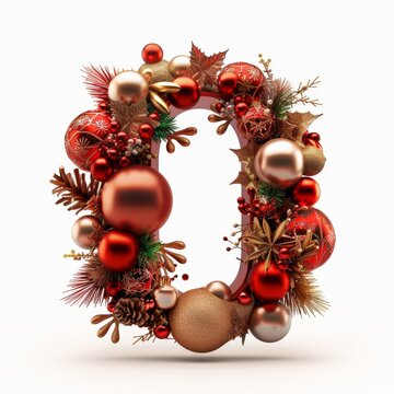 Merry Christmas letter O. Christmas Alphabet Letter.
