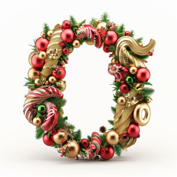 Merry Christmas letter O. Christmas Alphabet Letter.
