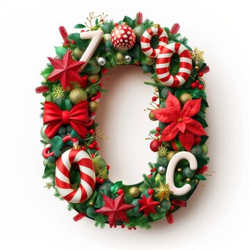 Merry Christmas letter O. Christmas Alphabet Letter.