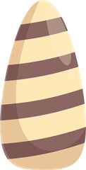 Poster - Striped chocolate candy is standing up on a white background, with brown stripes on a tan background