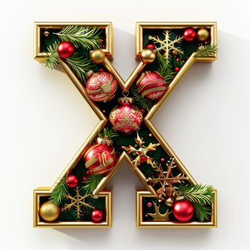 Merry Christmas letter X. Christmas Alphabet Letter. 