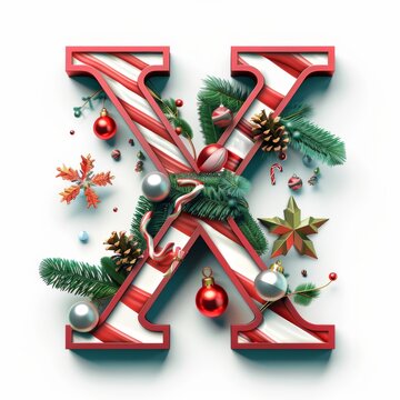 Merry Christmas letter X. Christmas Alphabet Letter. 