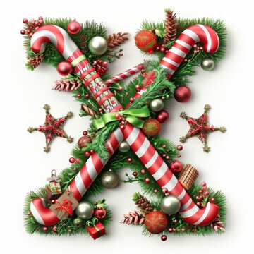 Merry Christmas letter X. Christmas Alphabet Letter. 