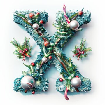 Merry Christmas letter X. Christmas Alphabet Letter. 