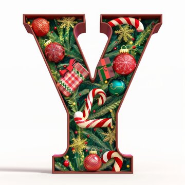 Merry Christmas letter Y. Christmas Alphabet Letter.