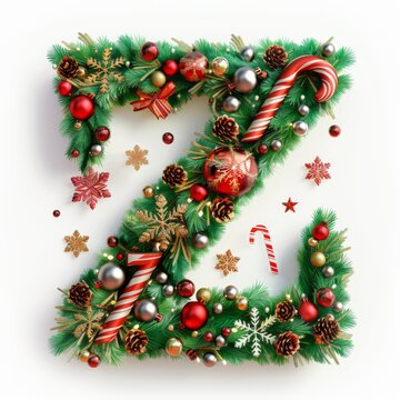 Merry Christmas letter Z. Christmas Alphabet Letter.