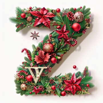 Merry Christmas letter Z. Christmas Alphabet Letter.