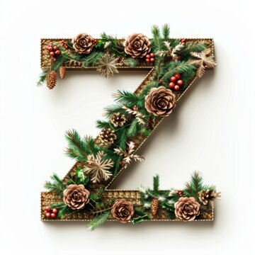 Merry Christmas letter Z. Christmas Alphabet Letter.
