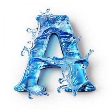 Water alphabet, realistic letters water, water font letter A