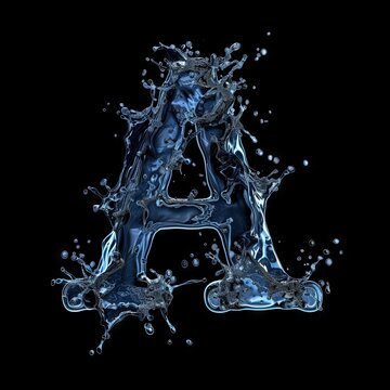 Water alphabet, realistic letters water, water font letter A