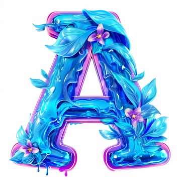Water alphabet, realistic letters water, water font letter A
